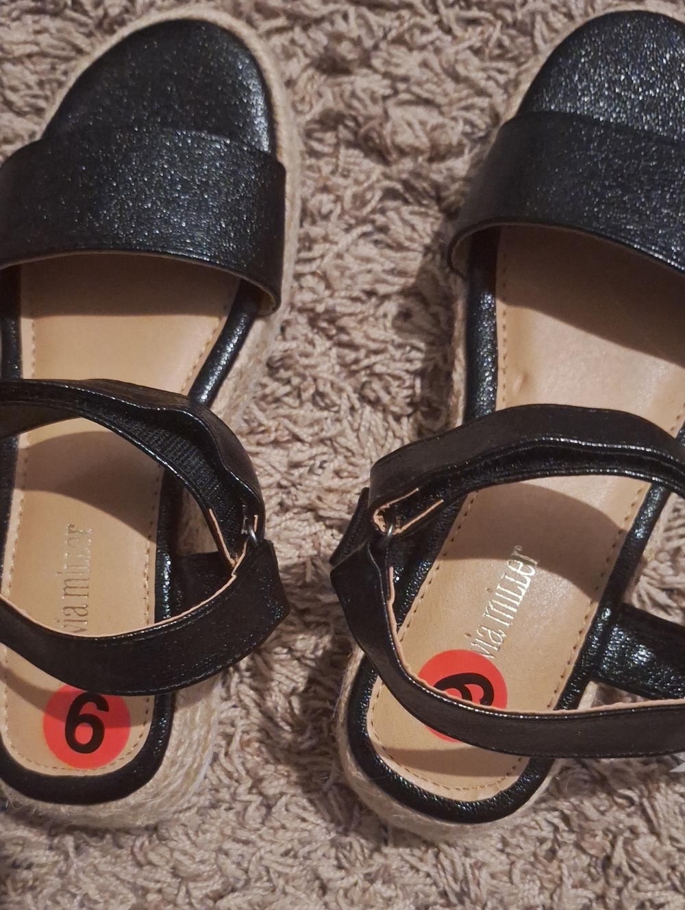 Olivia Miller Black Espadrille-Style Platform Sandals